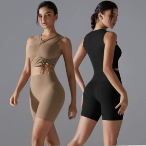 Cross-Strap Sports Bra & Shorts Set