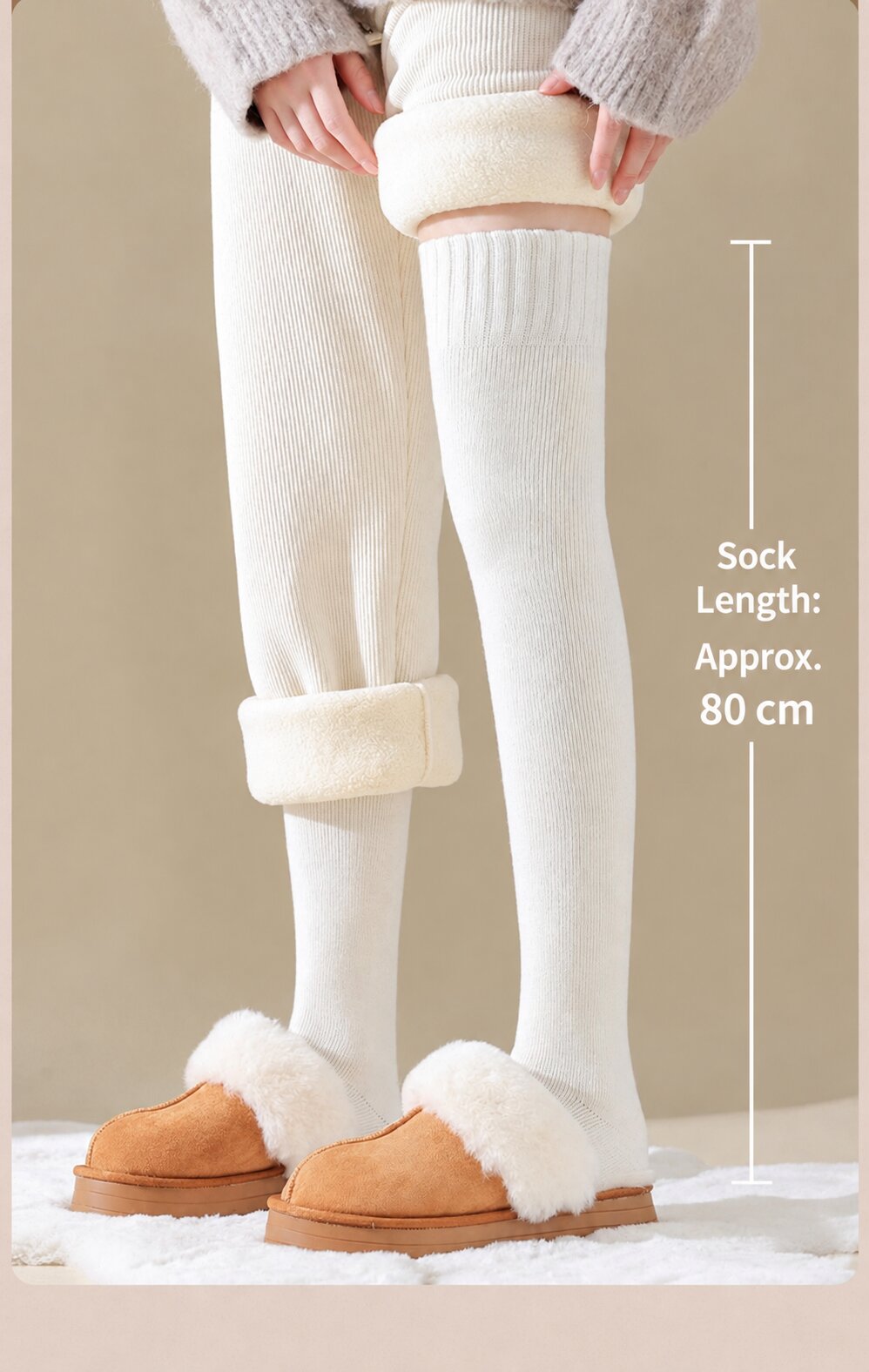 CloudWarm Fleece-Lined Over-the-Knee Socks – Cozy Winter Warmth - Image 2